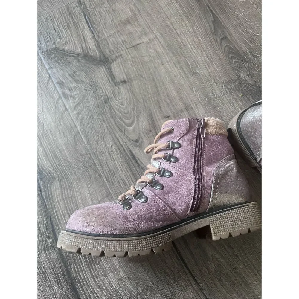 Steve Madden Kids' Combat Boot with Faux Fur Collar size 3 big girl